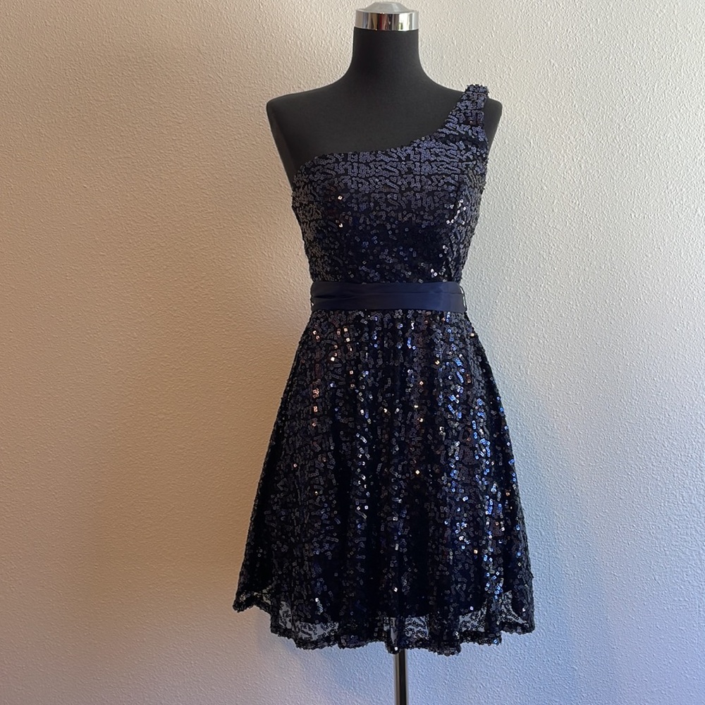 Sequin navy dress.